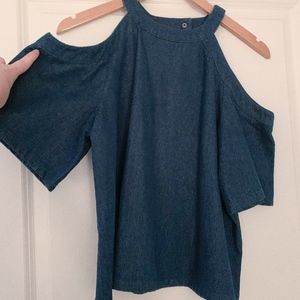 Cold Shoulder Denim Top